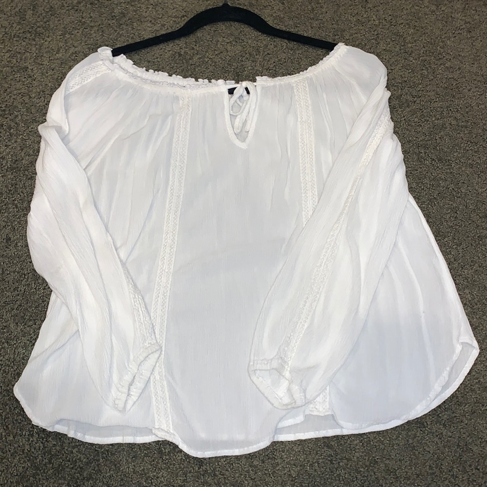 White flowy long sleeve blouse
